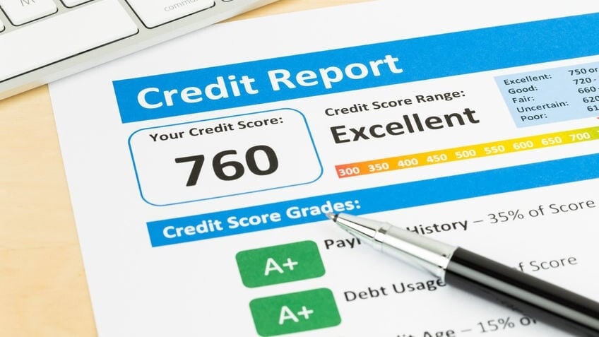 Credit report showing an excellent credit score of 760, an important factor for car finance UAE approvals.